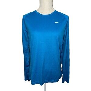 Nike Running‎ Shirt Women's Medium Blue Element Dri Fit Performance Miler Swoosh